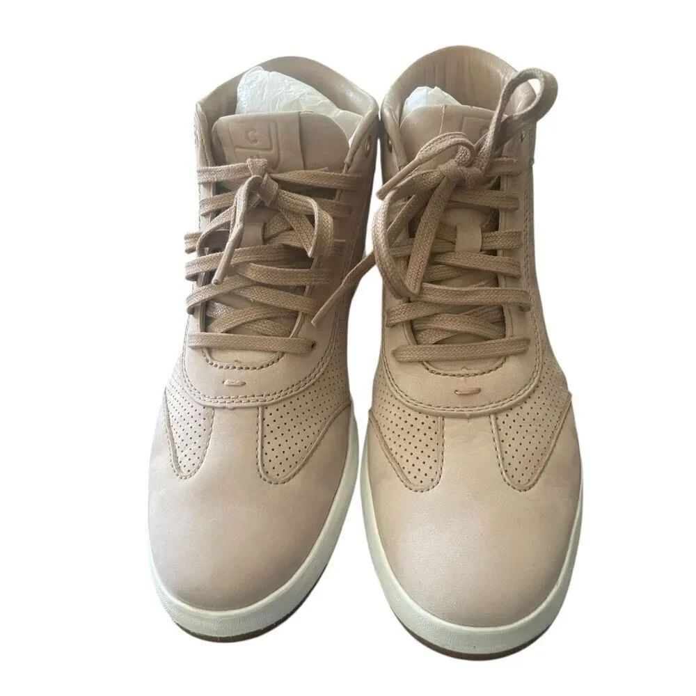 Cole Haan Light Brown Leather Perforated GrandPro High Top Sneaker Size 7.5B Wom